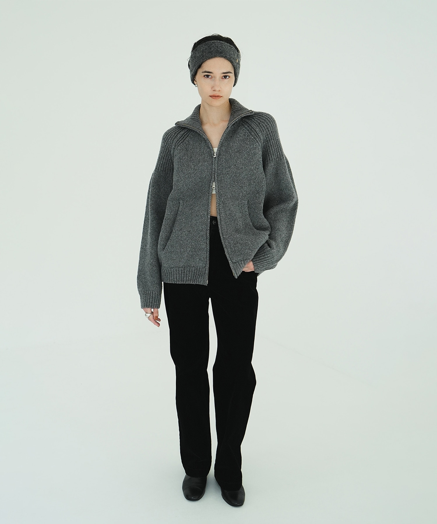 POCKET ZIP KNIT TOPS CLANE