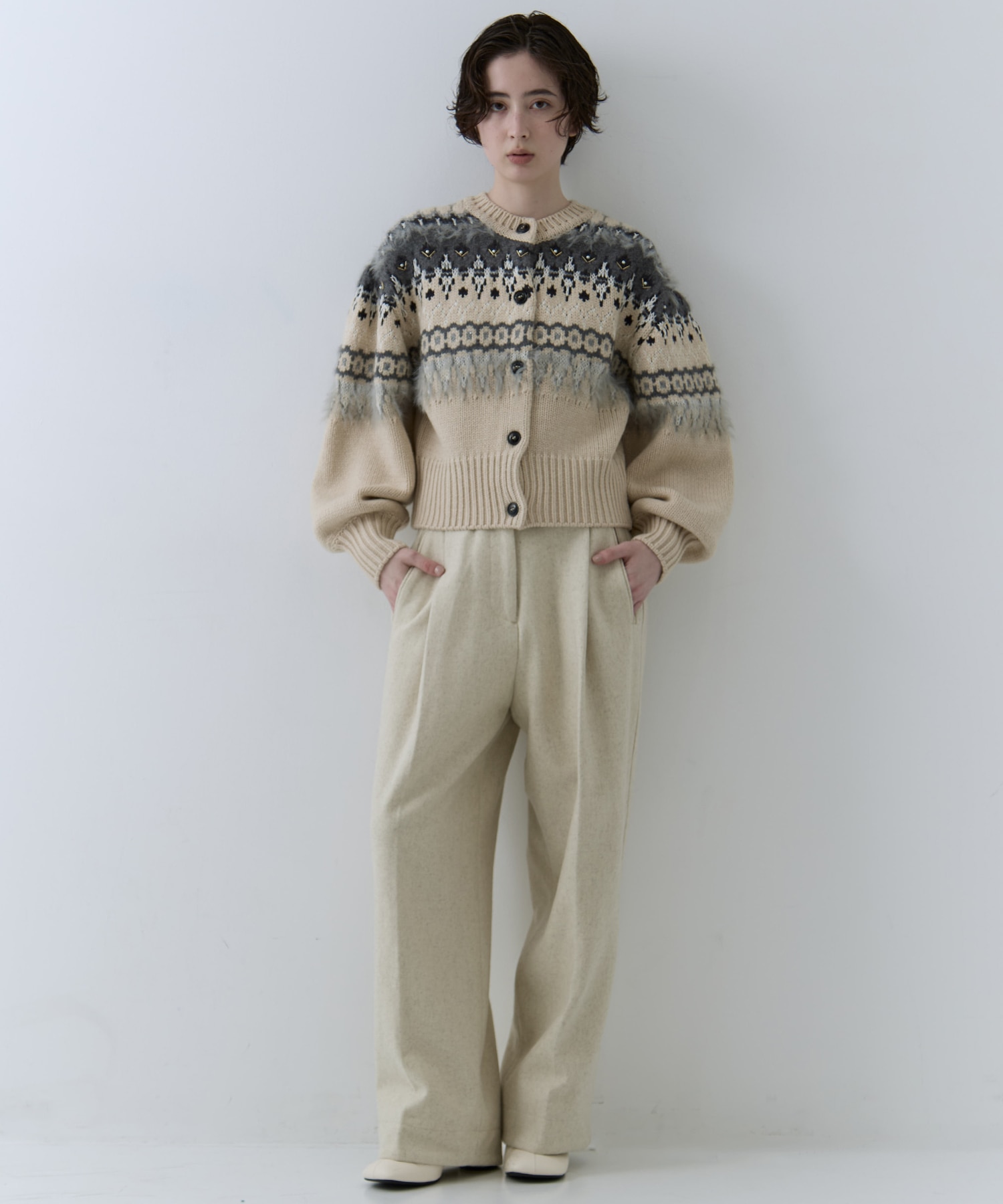 UND 2WAY LADY NORDIC KNIT CARDIGAN AMERI