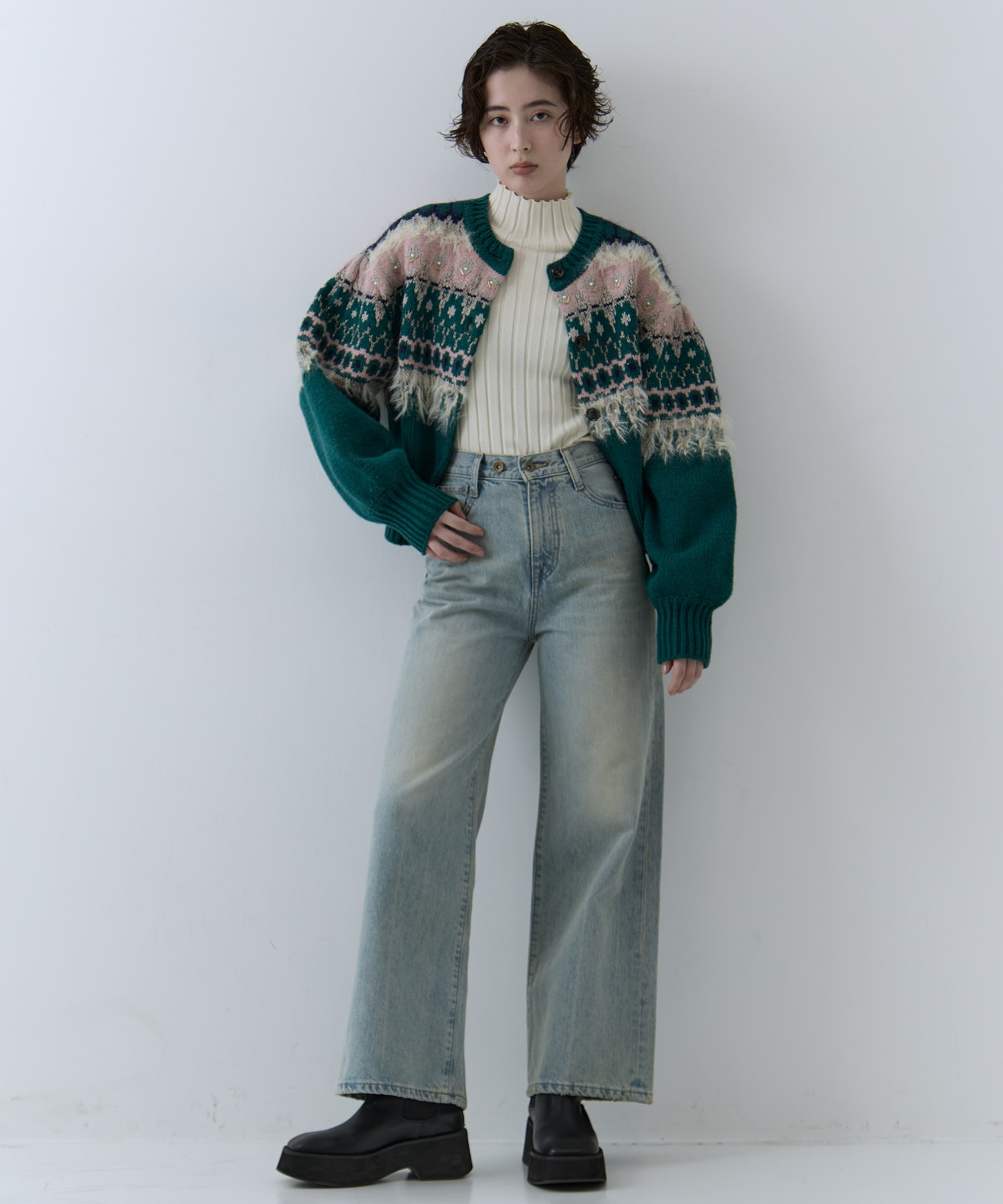 UND 2WAY LADY NORDIC KNIT CARDIGAN AMERI