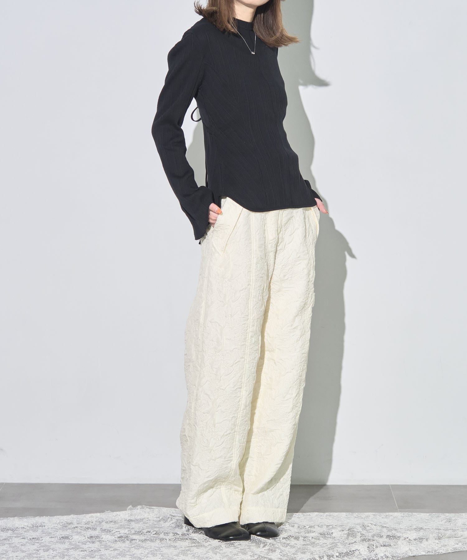 パンツ Mame Kurogouchi High Waisted Pants 1 S Mame Kurogouchi＞Acetate Polyester High Waisted Center