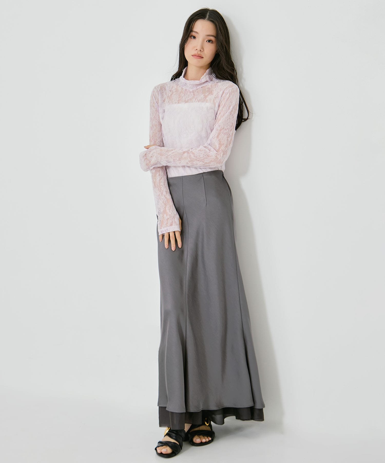 LAYERED SATIN MERMAID SKIRT STUDIOUS