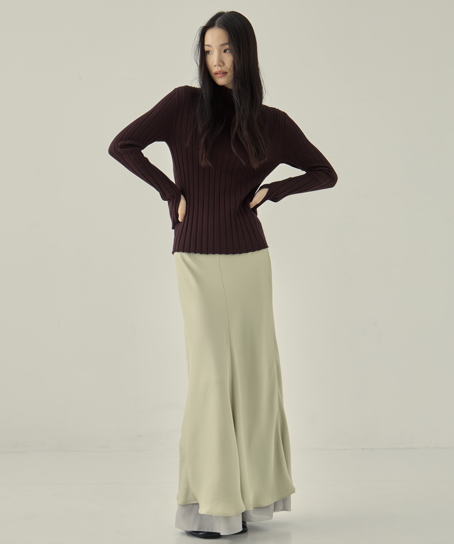 LAYERED SATIN MERMAID SKIRT STUDIOUS