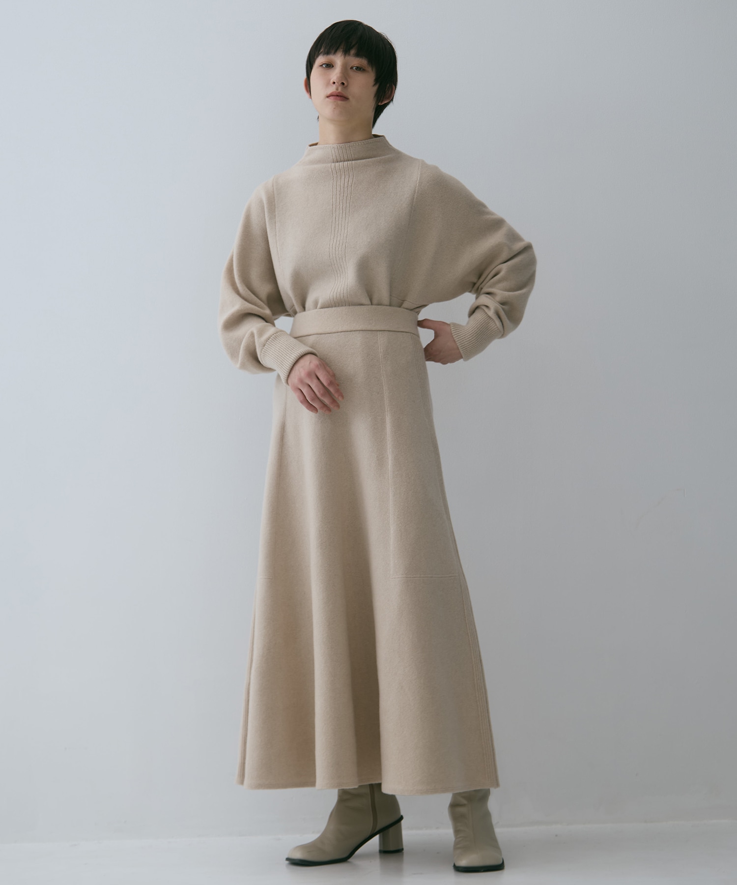 別注 CASHMERE FLARE LONG SKIRT WRAPINKNOT