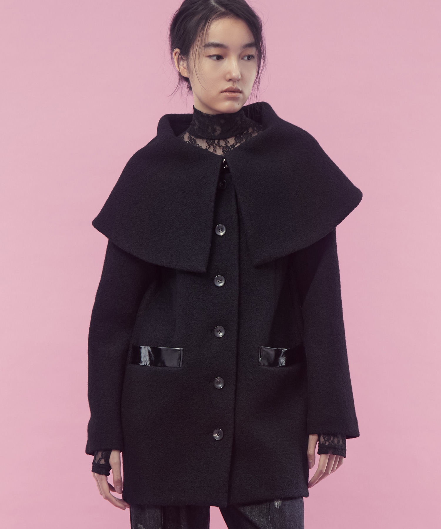 Boucle wool cape coat FETICO