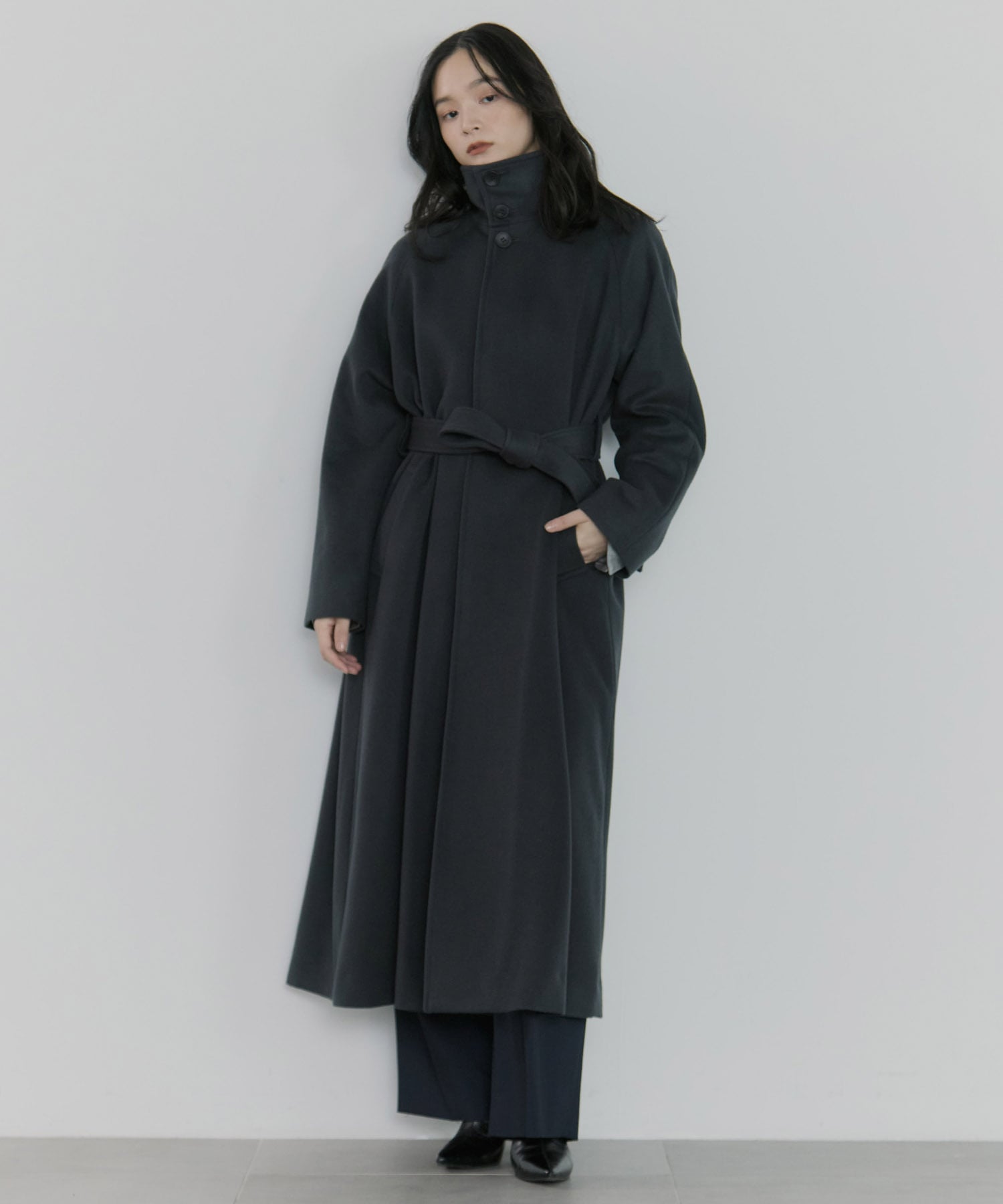 別注スタンドカラーロングコート Dessin de mode