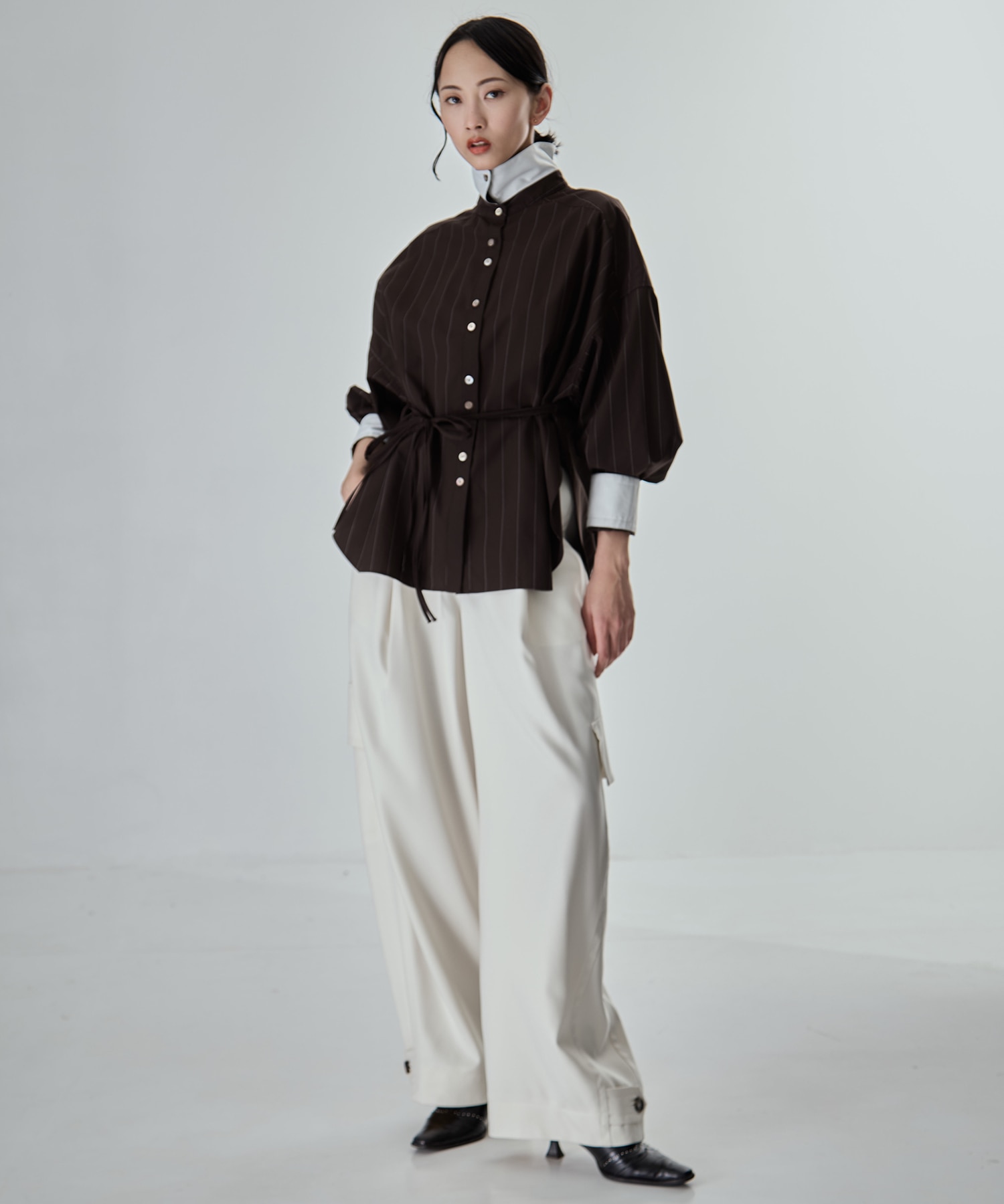 Wide Stripe 2way Shirt STUDIOUS