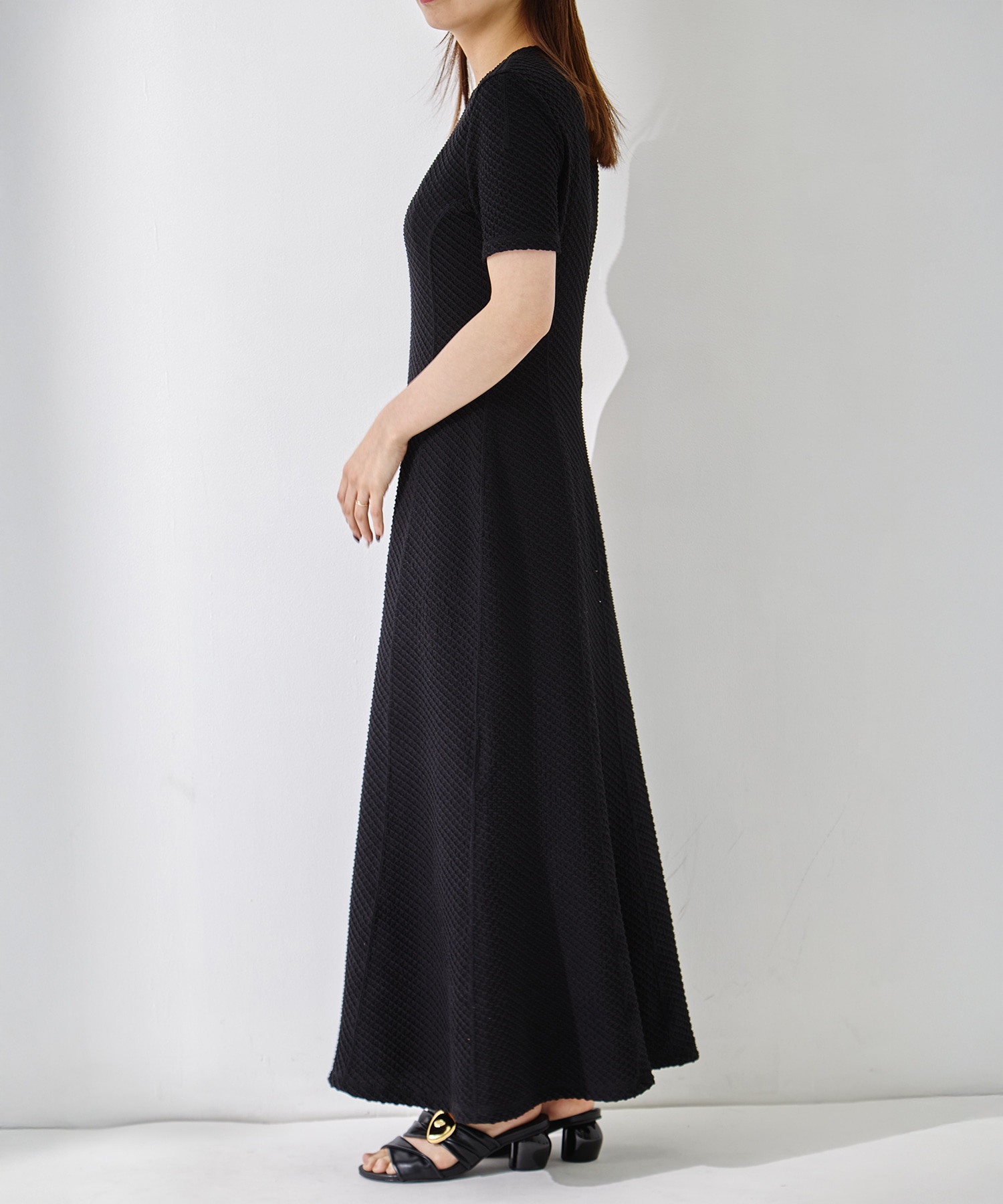 Shirring Jersey Jacquard Dress Mame Kurogouchi