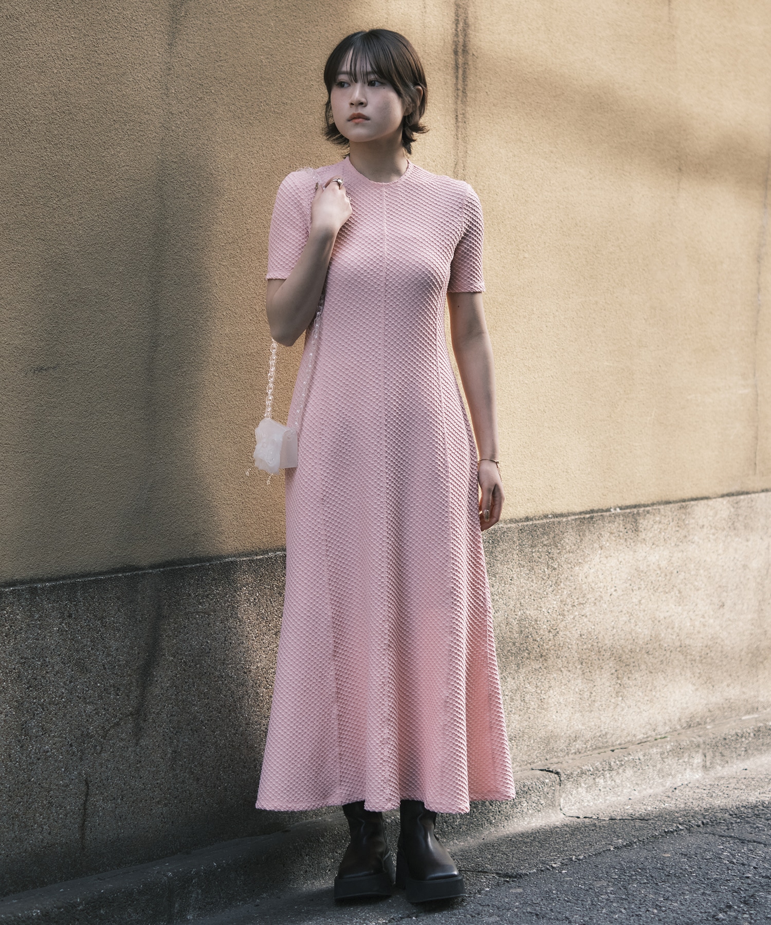 Shirring Jersey Jacquard Dress Mame Kurogouchi