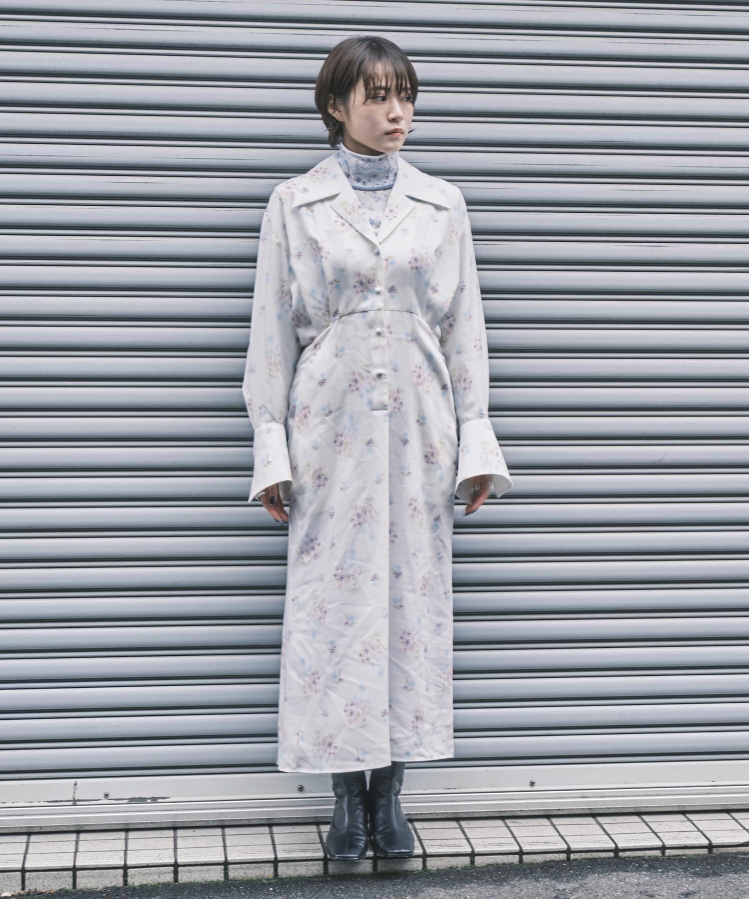 Floral Motif Printed Dress Mame Kurogouchi