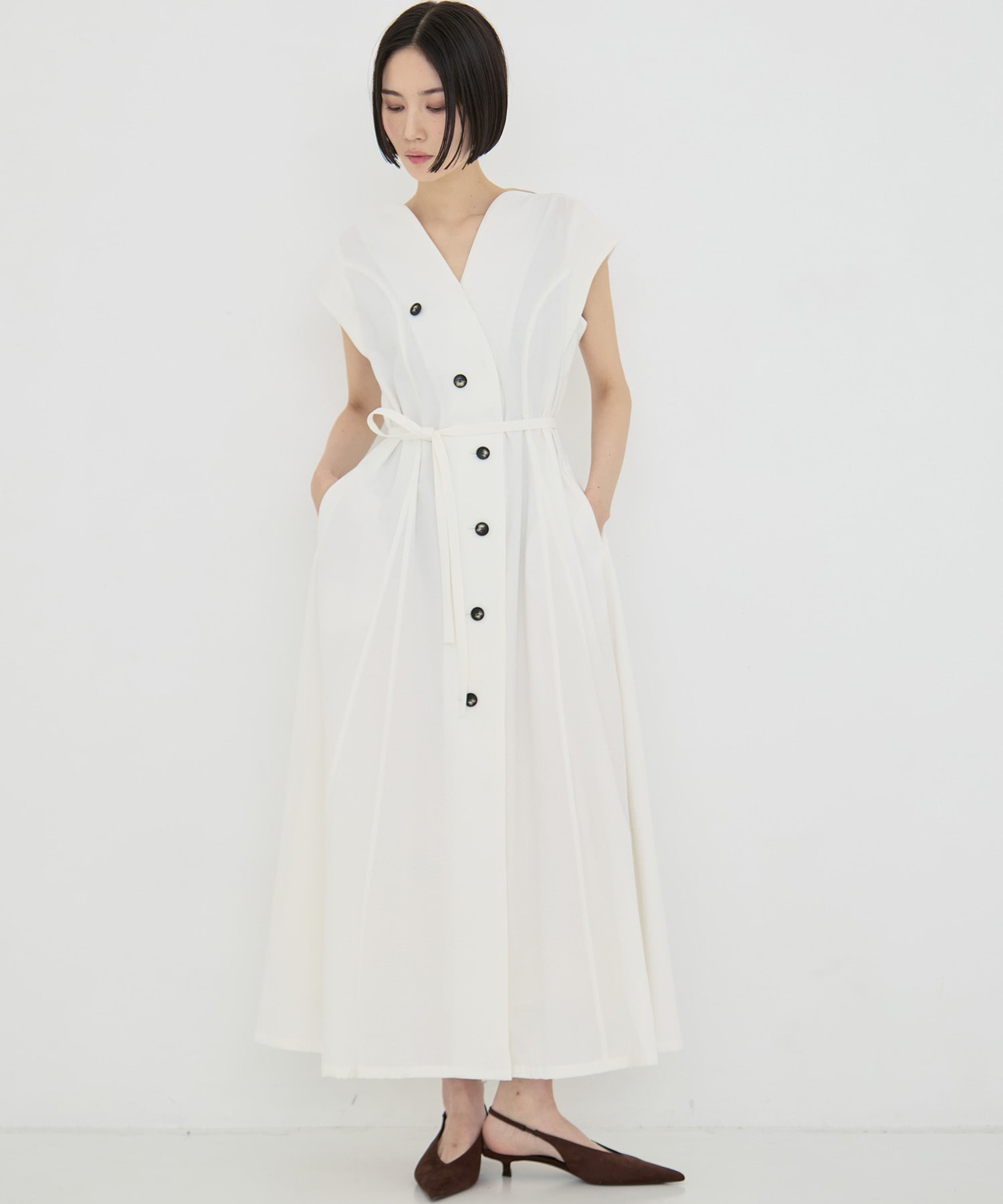 Sesilia asymmetry panel dress AKIRANAKA