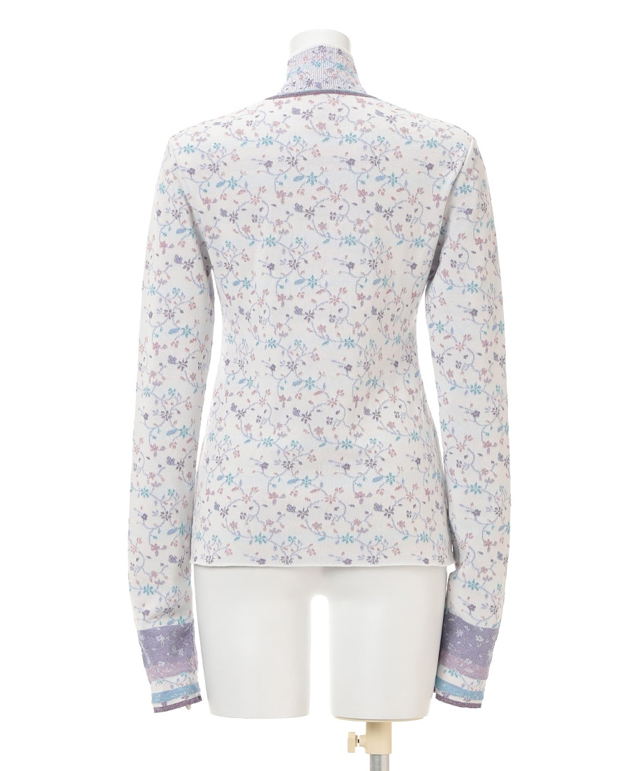 Floral Motif Glitter High Neck Knit Top Mame Kurogouchi