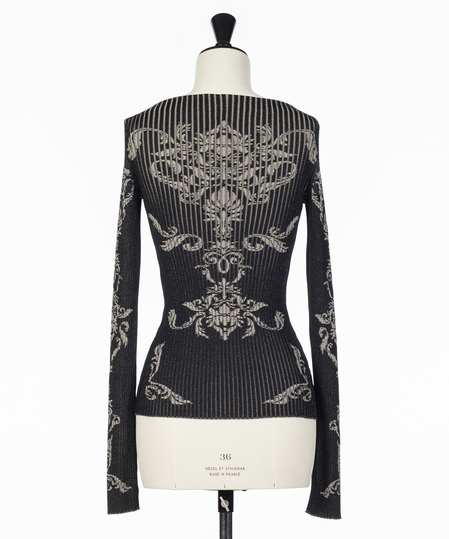 DAMASK-PRINT RIB KNIT TOP FETICO