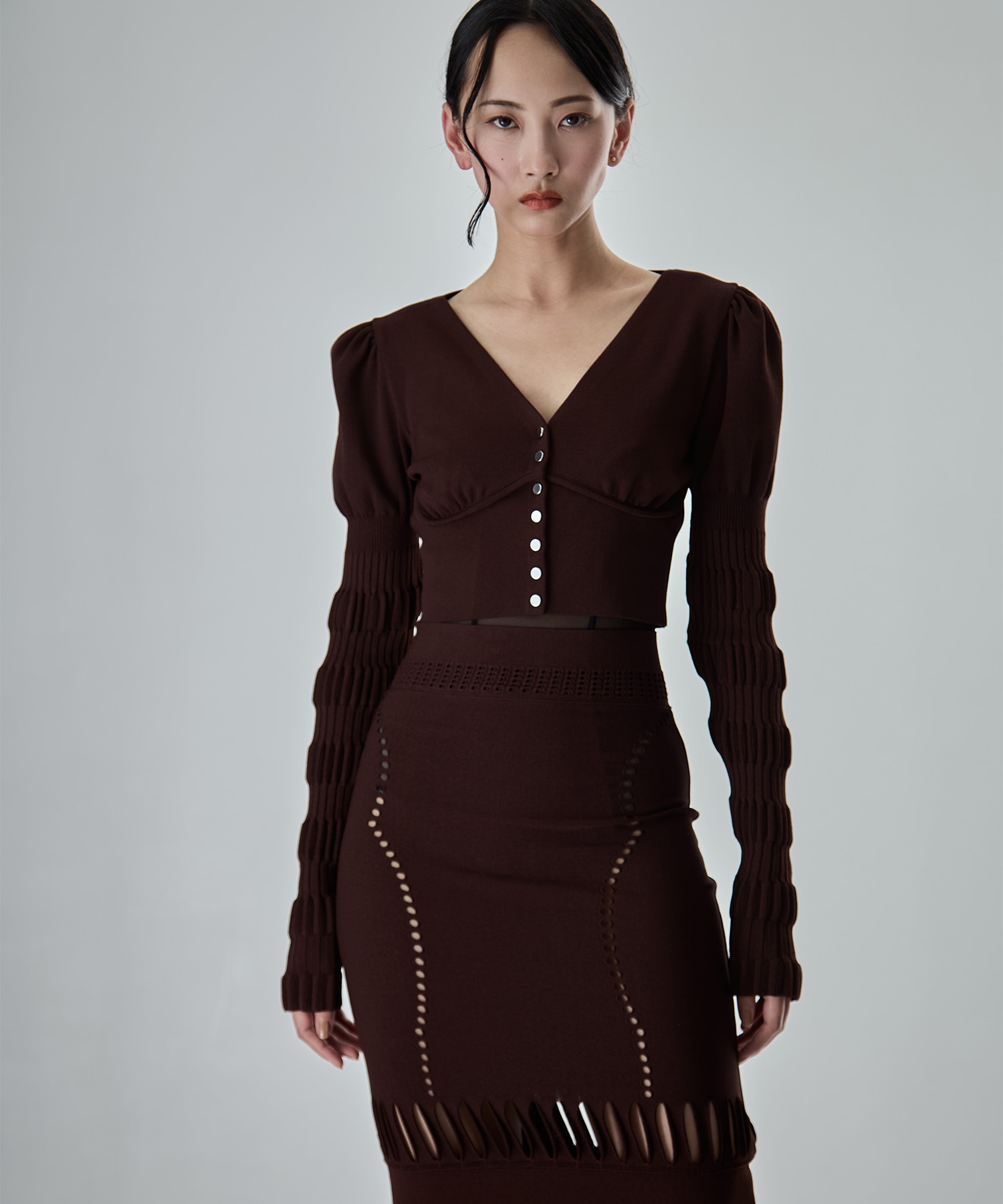 別注 STRIPE KNIT SHORT CARDIGAN FETICO