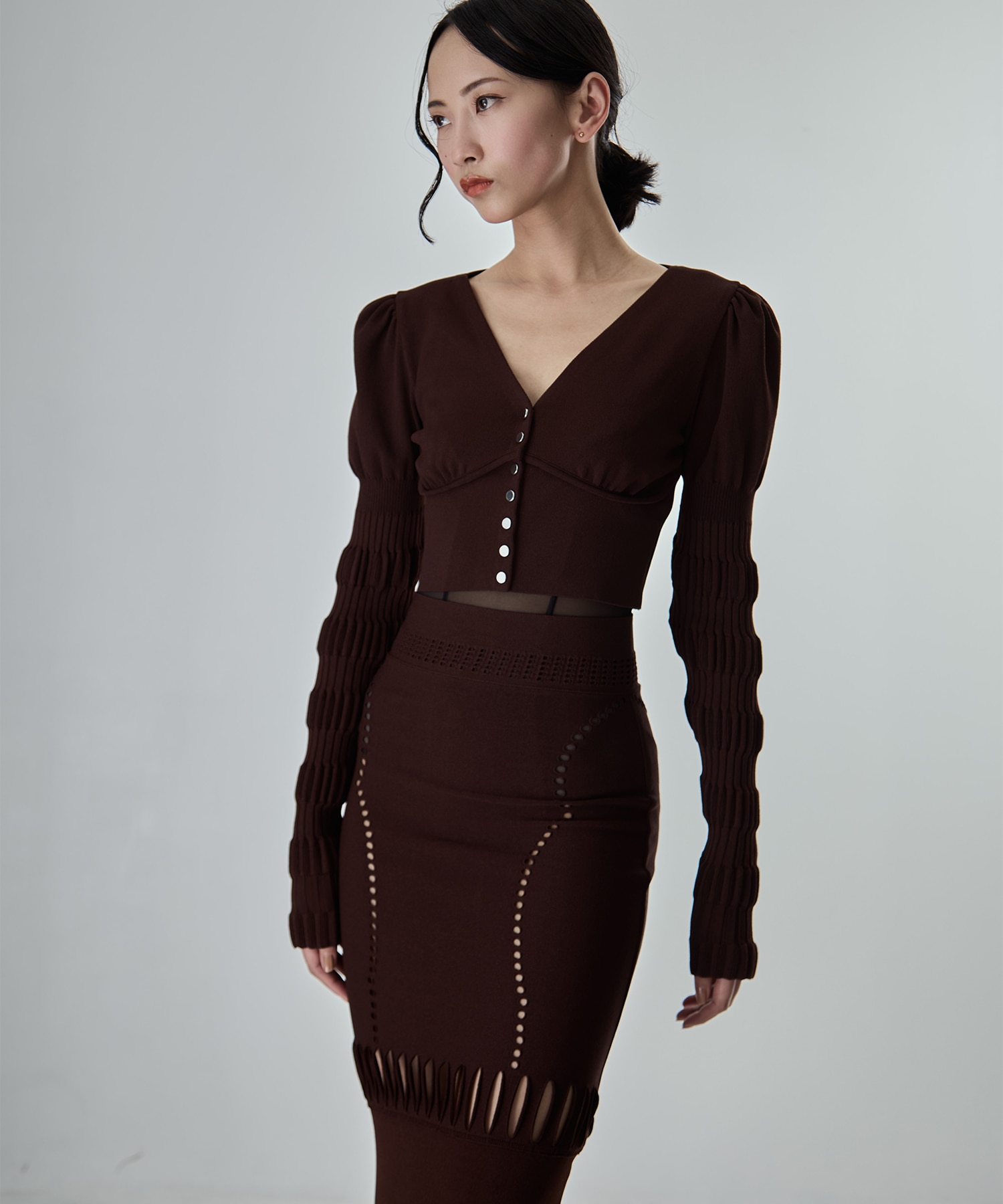 別注 STRIPE KNIT SHORT CARDIGAN FETICO