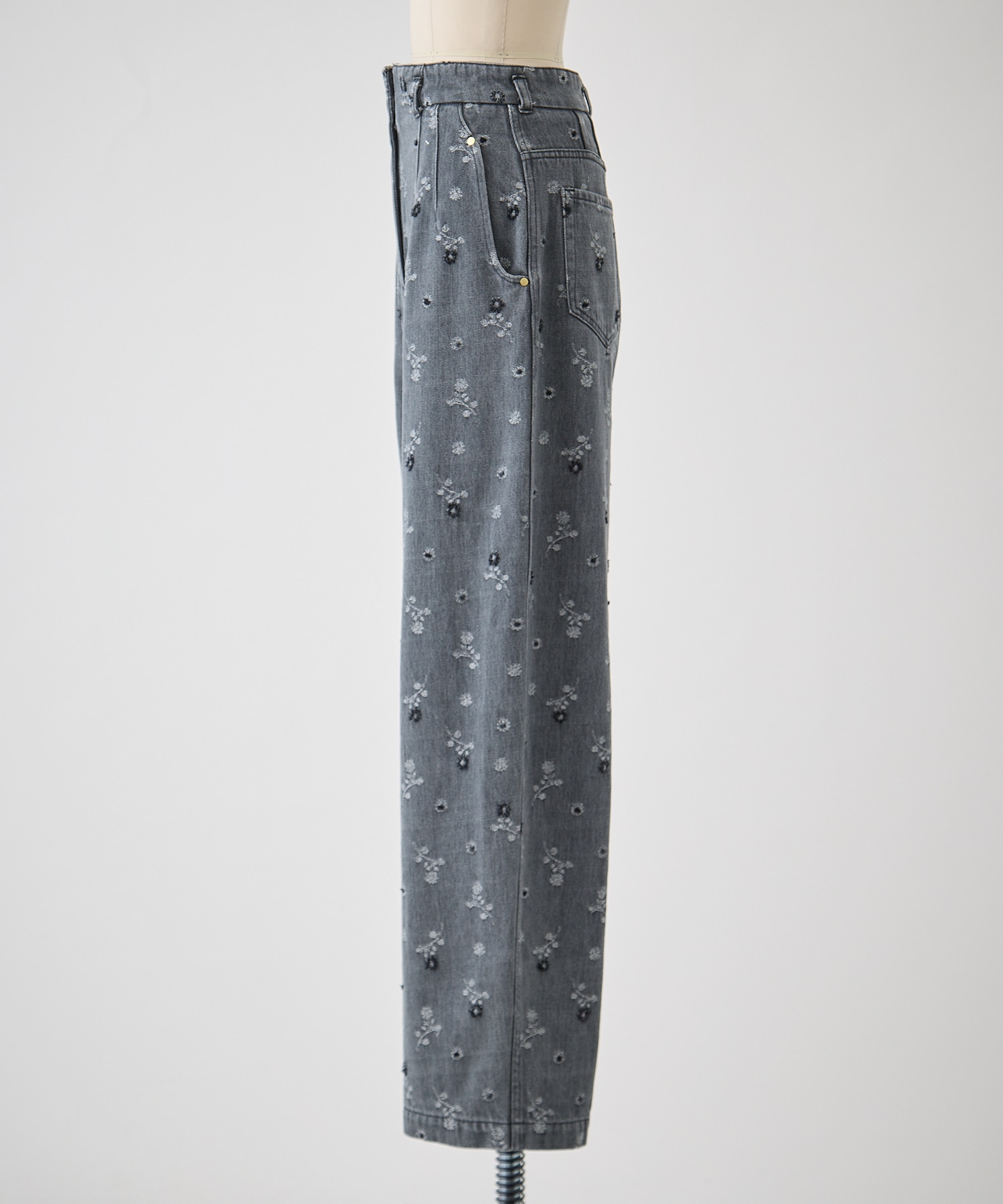 Floral Jacquard High Waisted Denim Trousers Mame Kurogouchi