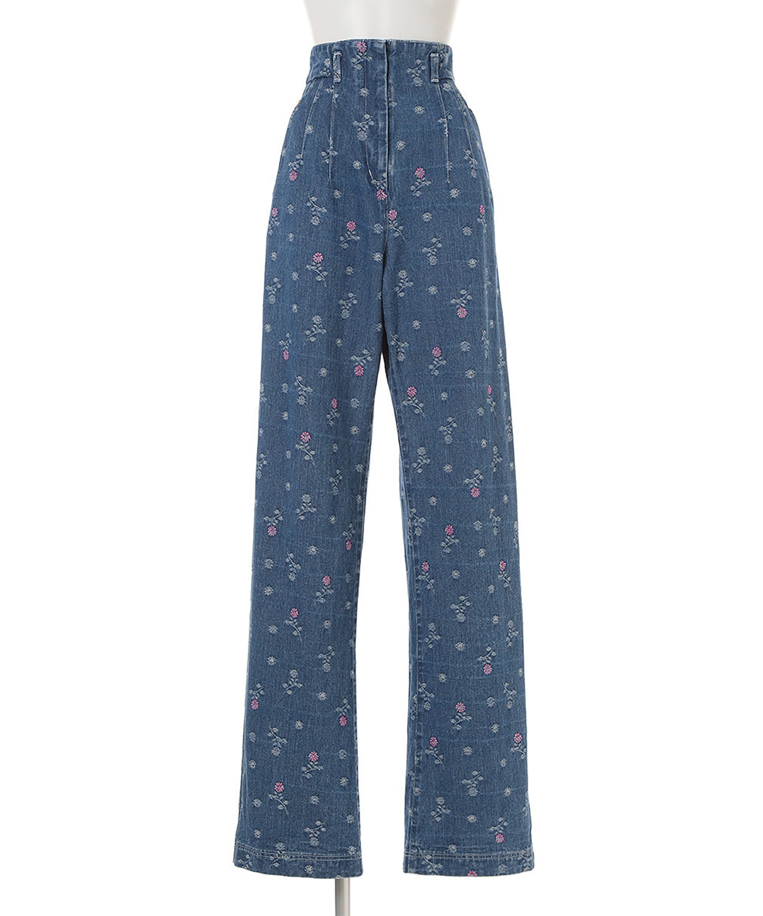 Floral Jacquard High Waisted Denim Trousers Mame Kurogouchi