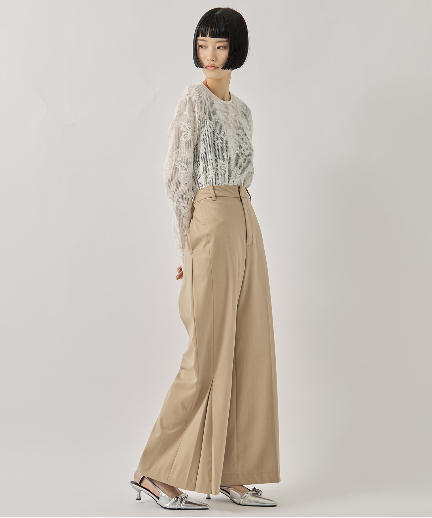 HEM TUCK STRAIGHT WIDE PANTS AMERI