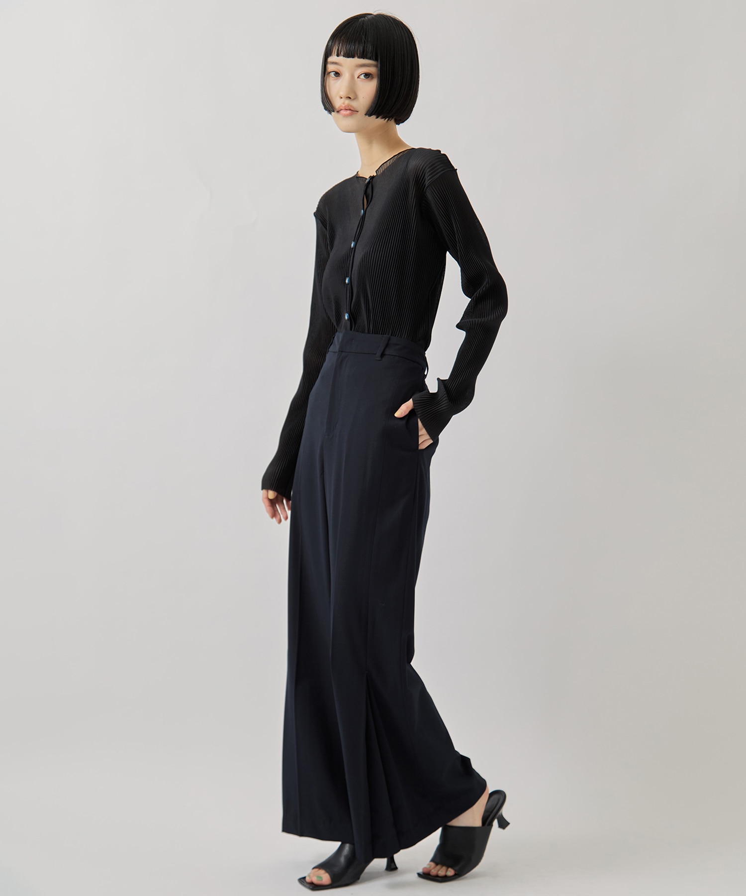 HEM TUCK STRAIGHT WIDE PANTS AMERI