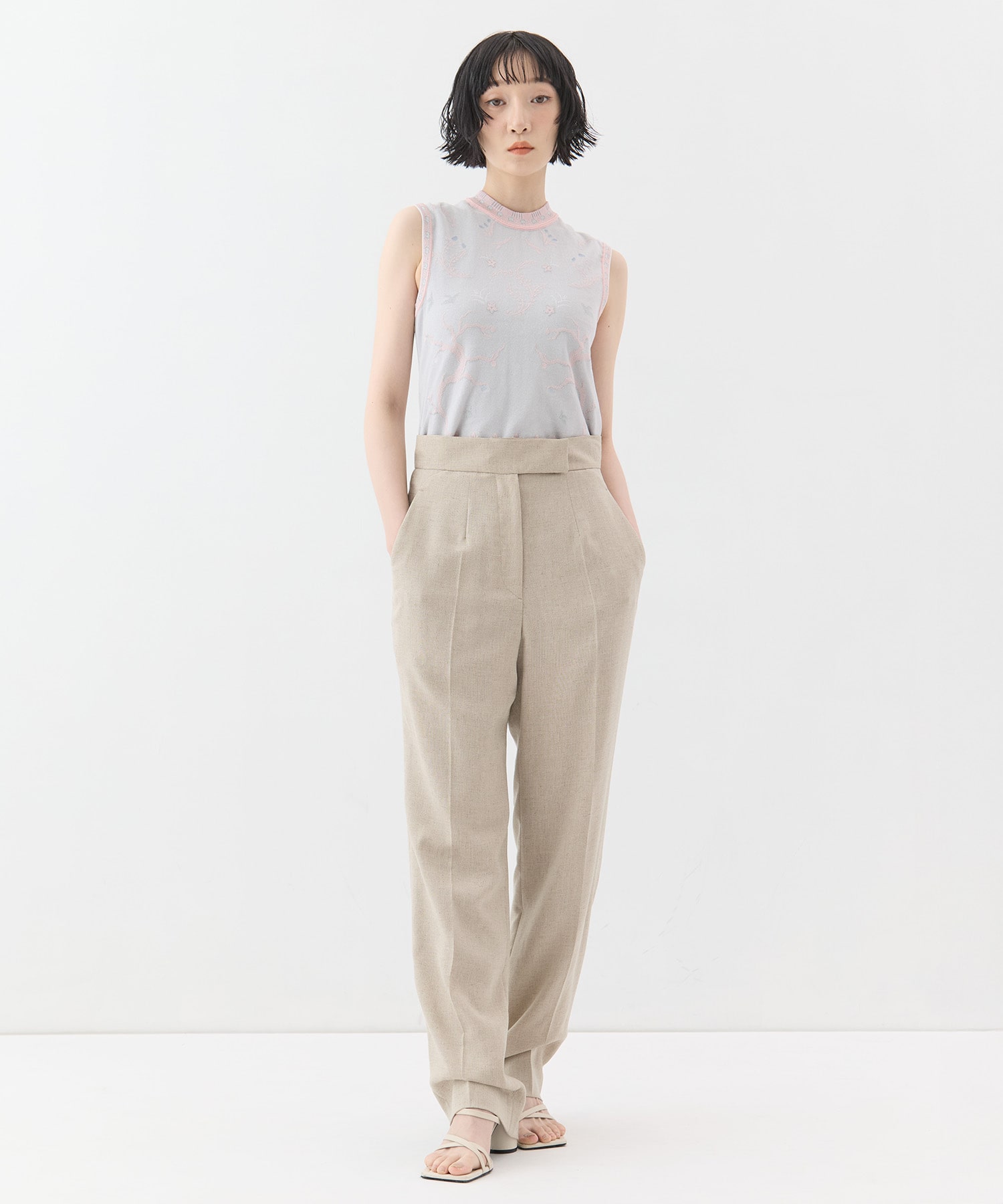 Triacetate Polyester Tapered Trousers Mame Kurogouchi