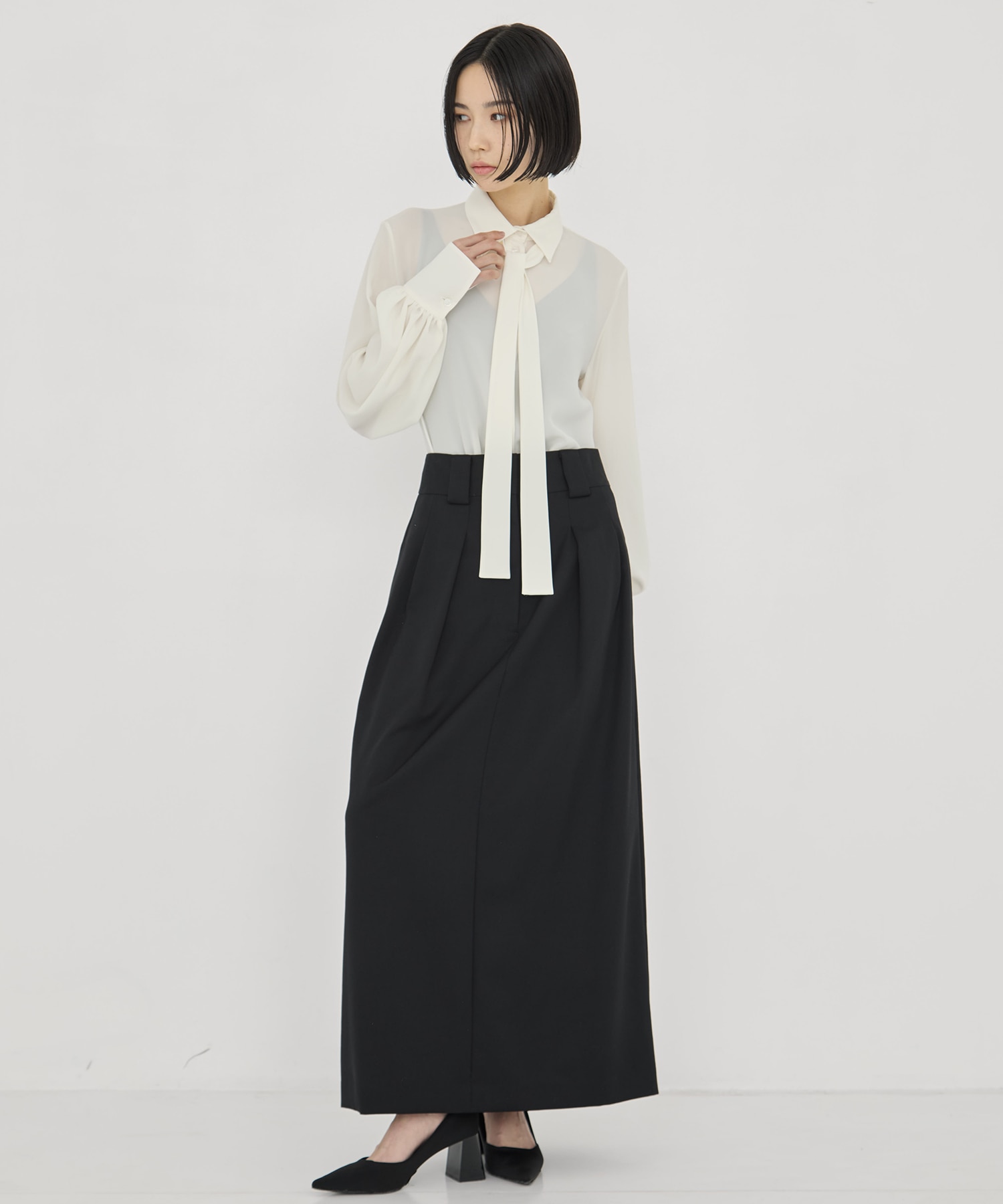BLACK FORMAL HIGH WAIST SKIRT CINOH