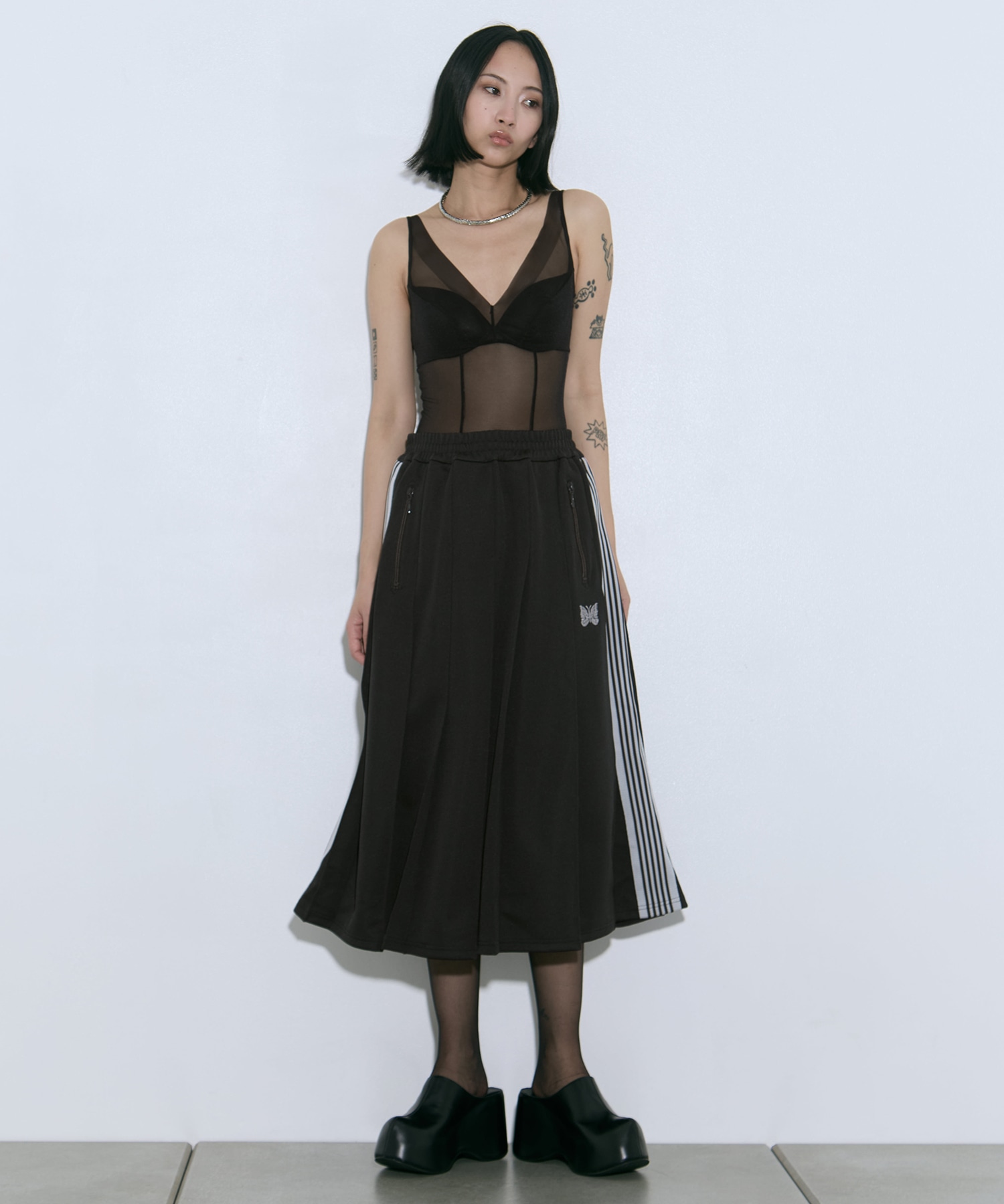 Pleated Track Skirt - Poly Smooth 