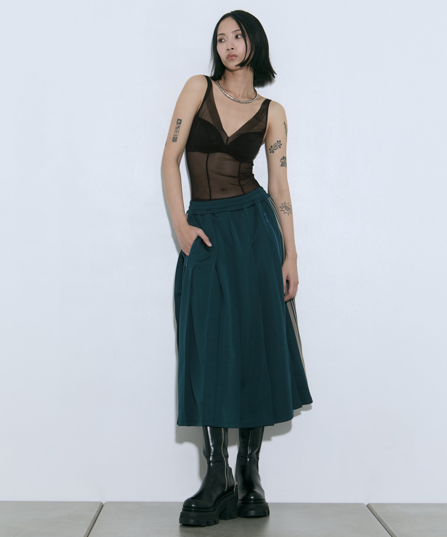 Pleated Track Skirt - Poly Smooth 