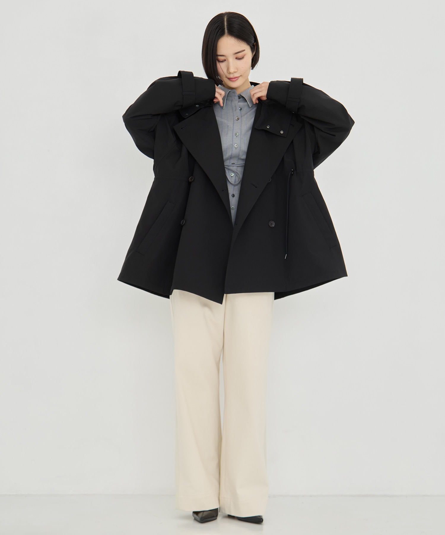 グログランスタンドカラーブルゾン VACHEMENT