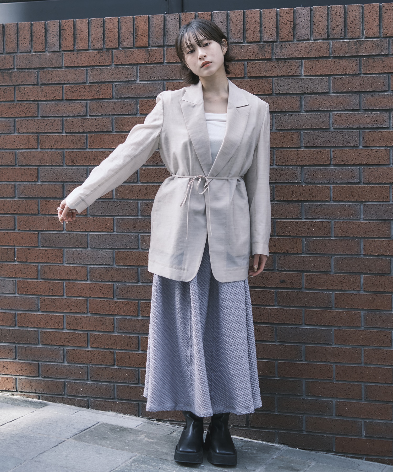 Wool Nylon Shimmering Jacket Mame Kurogouchi