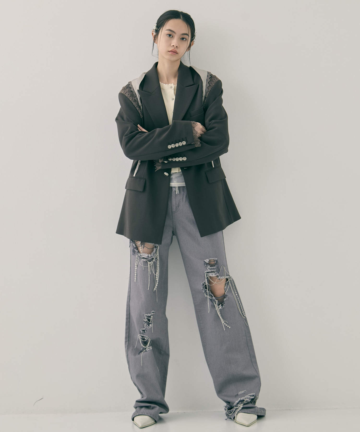 garter collar peaked lapel jacket tanakadaisuke