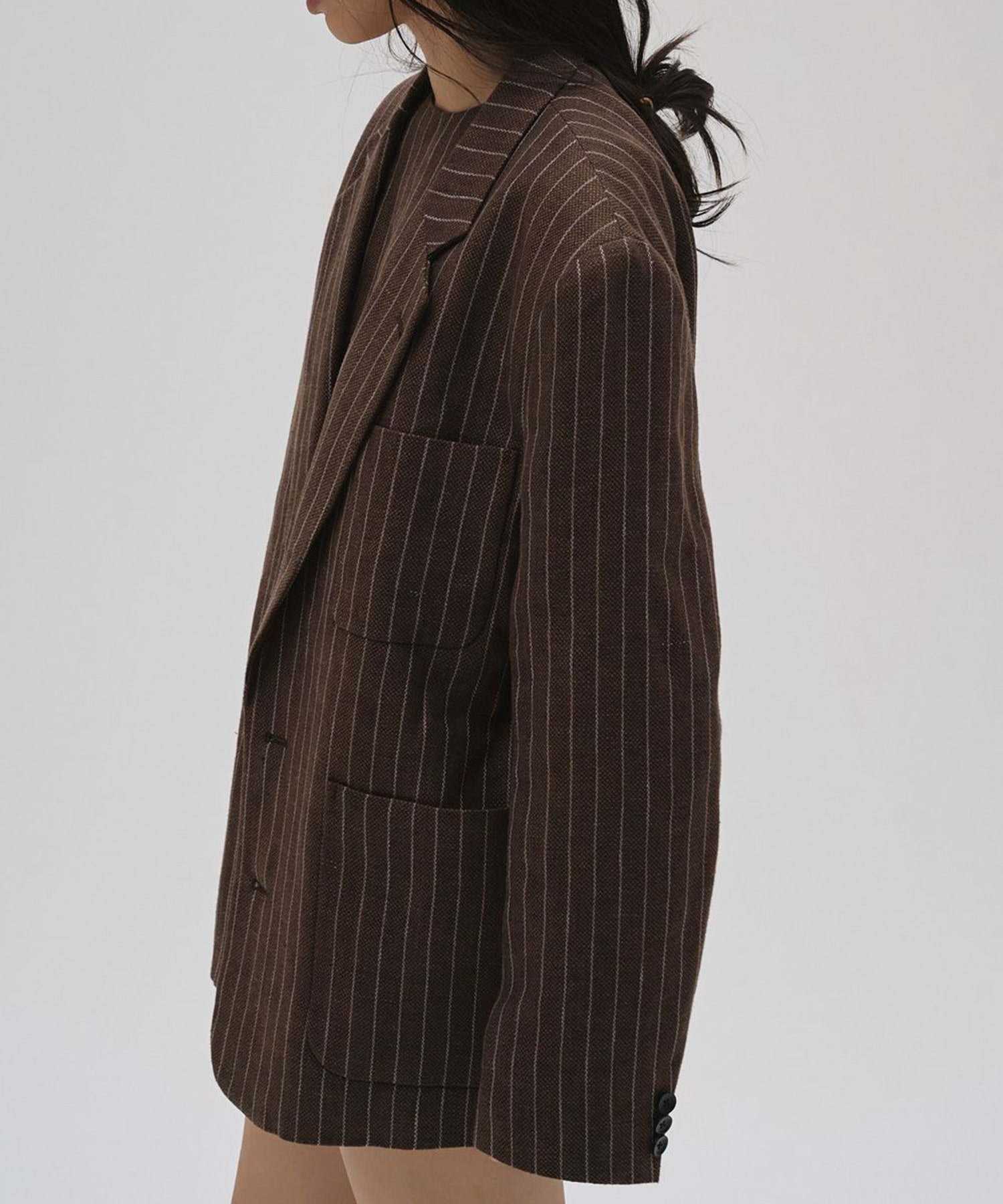 Boyfriend Stripe Linen Jacket TODAYFUL