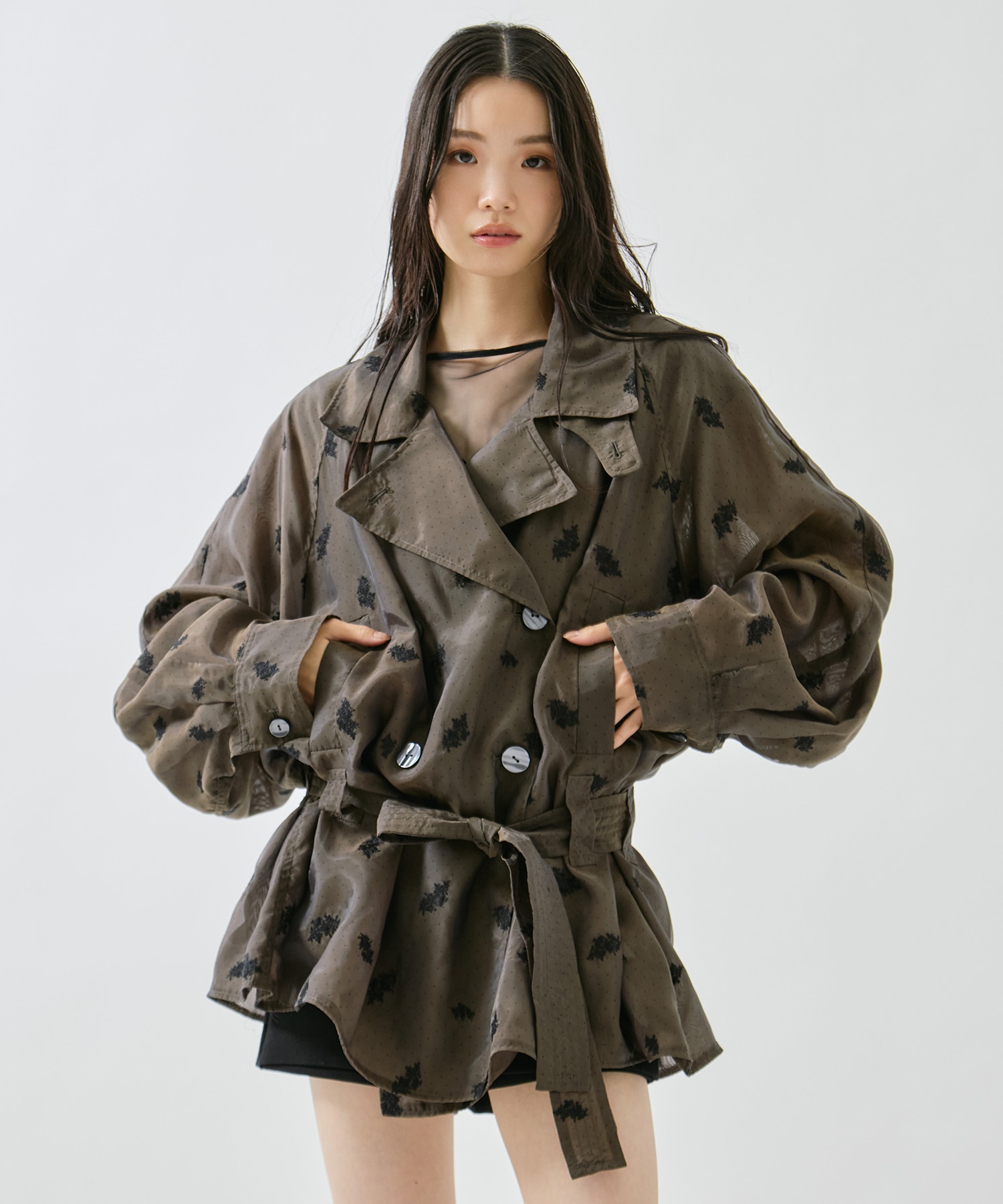 DOT FLOWER VEIL TRENCH AMERI