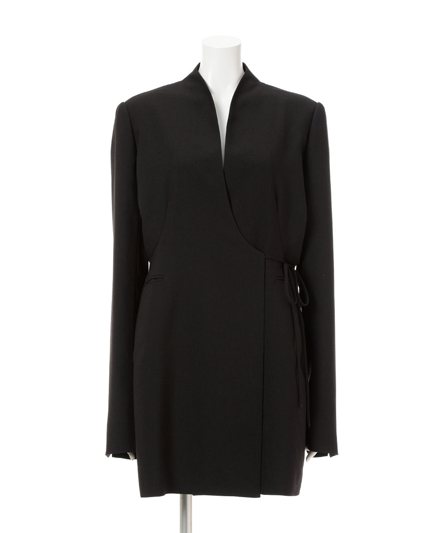 Triacetate Polyester Collarless Jacket Mame Kurogouchi