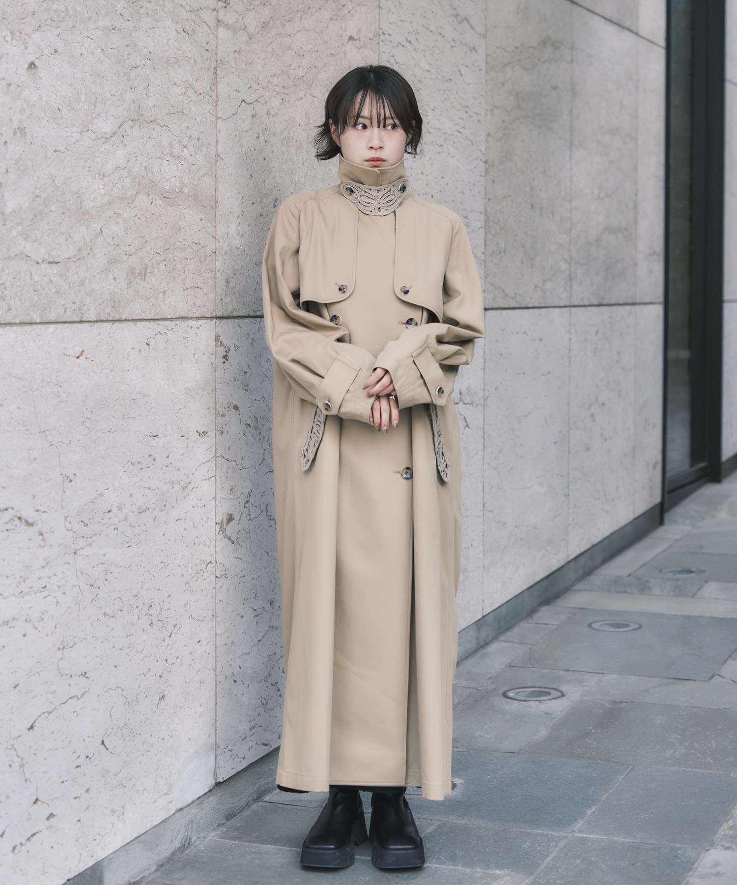 Cording Embroidery Detailed Trench Coat Mame Kurogouchi