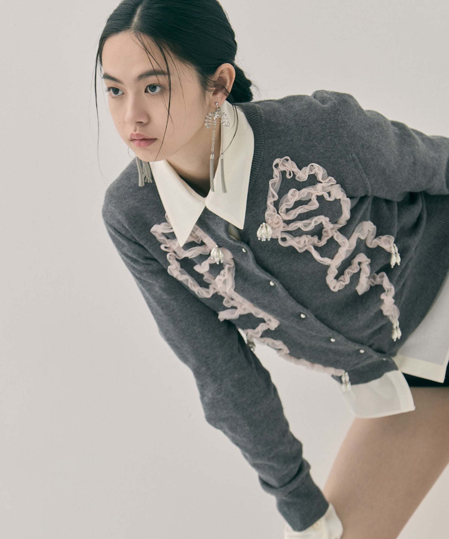 crystal ribbon chain earings tanakadaisuke