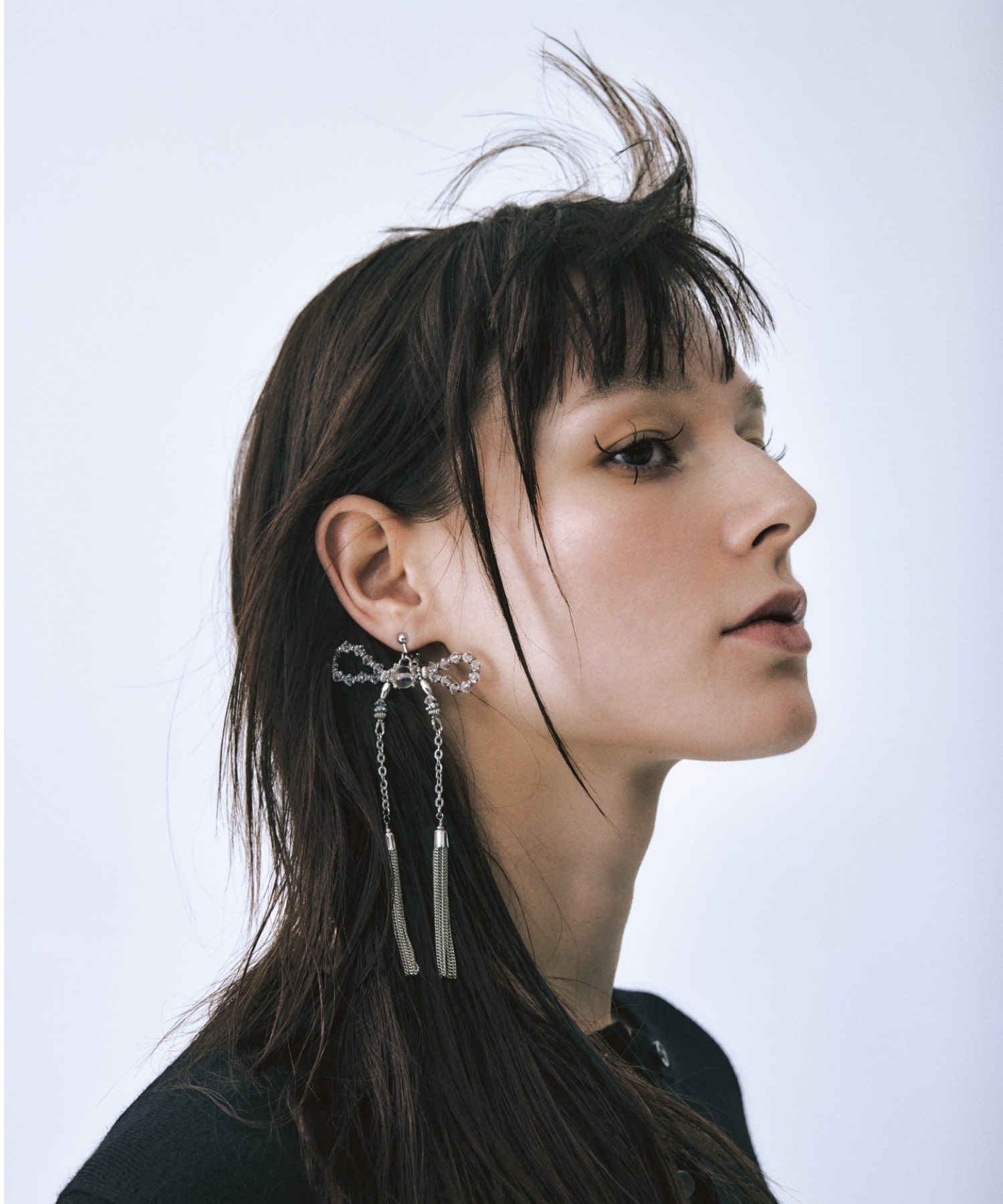 crystal ribbon chain earings tanakadaisuke