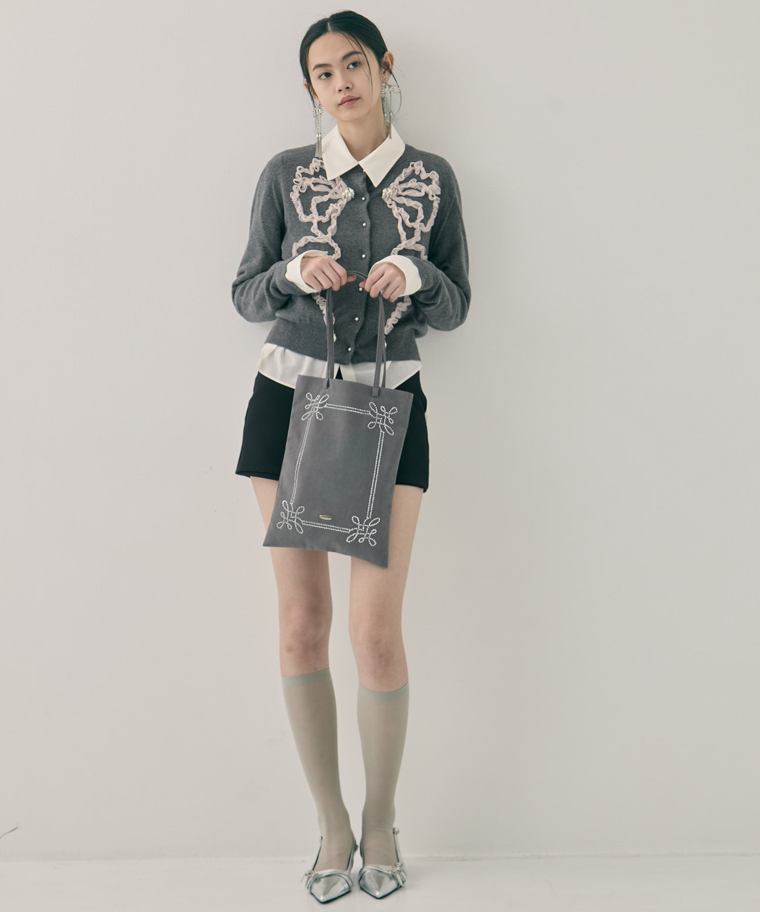 Rhinestone frame tote bag tanakadaisuke