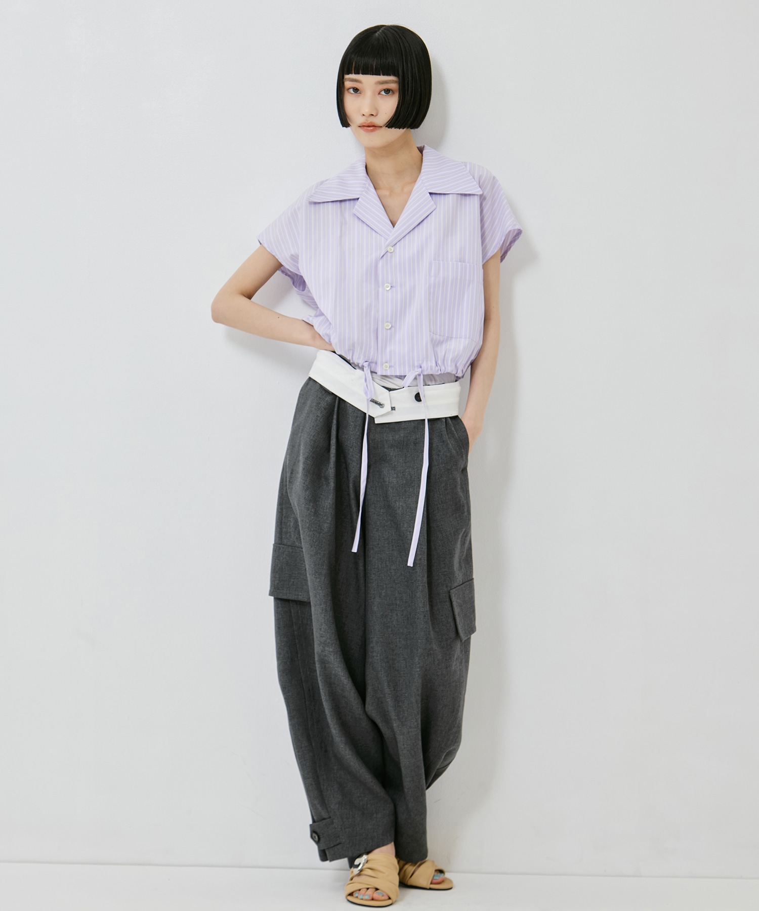 Open Collar Cropped Shirt UJOH
