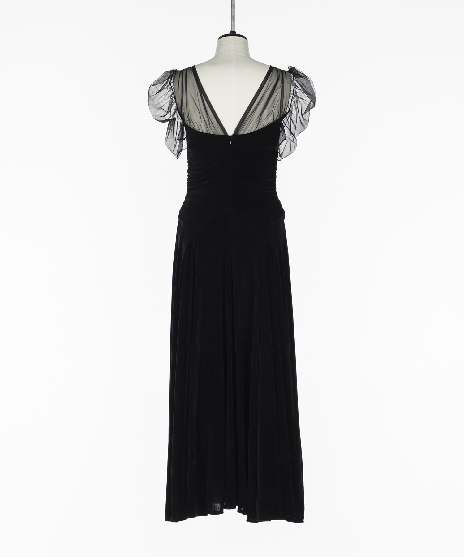 VELVET TULLE GATHERED DRESS FETICO