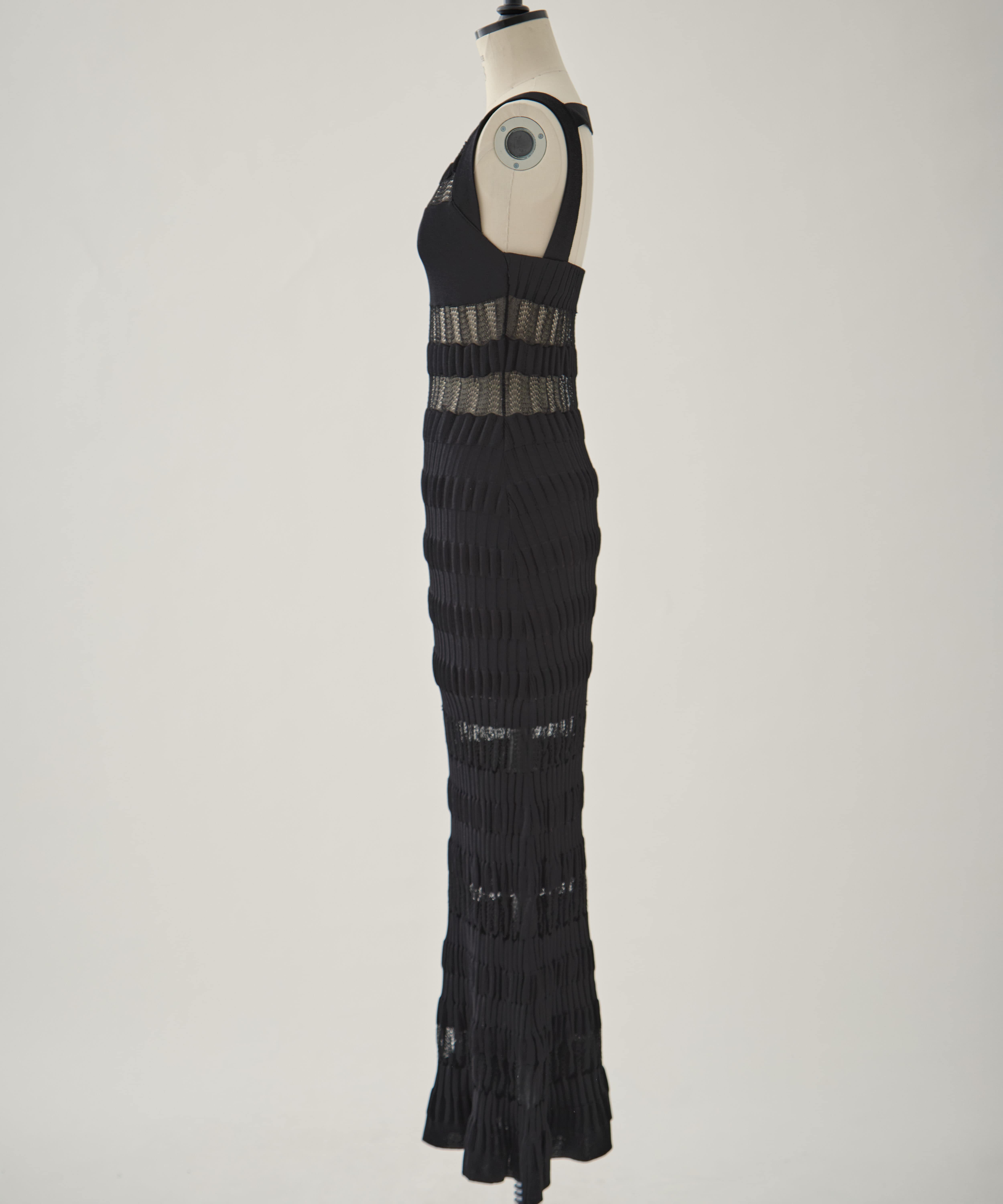 SHEER STRIPE KNIT LONG DRESS FETICO