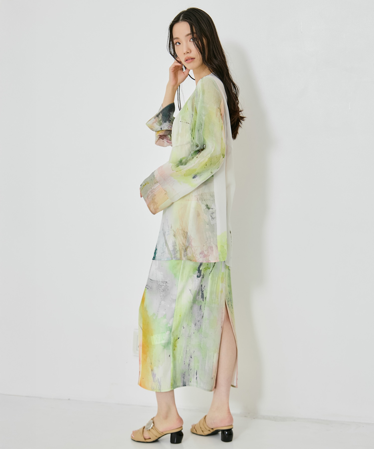 PAINTED TEXTURE ART LAYERED DRESS AMERI