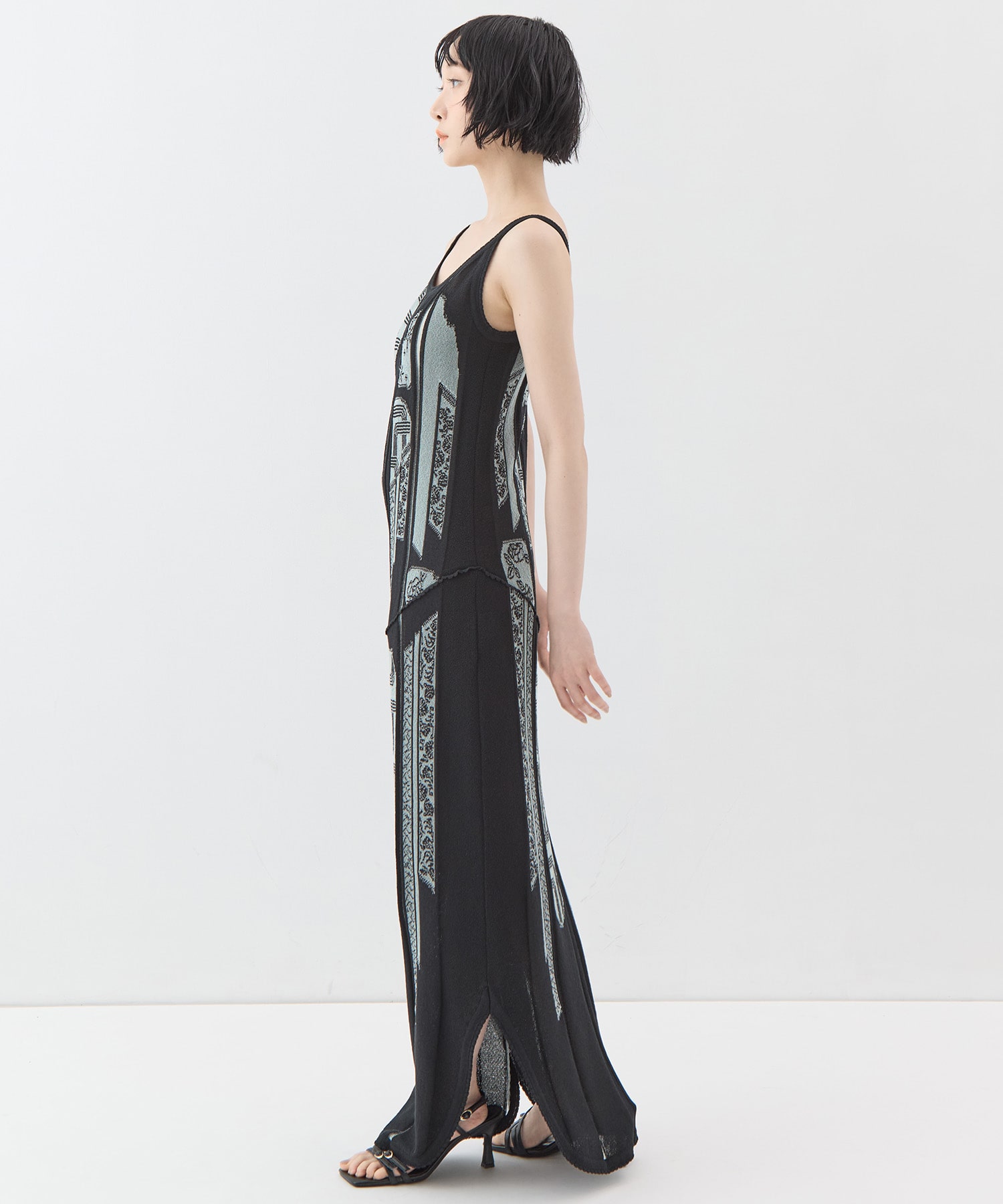 Multi-Pattern Knit Dress Mame Kurogouchi