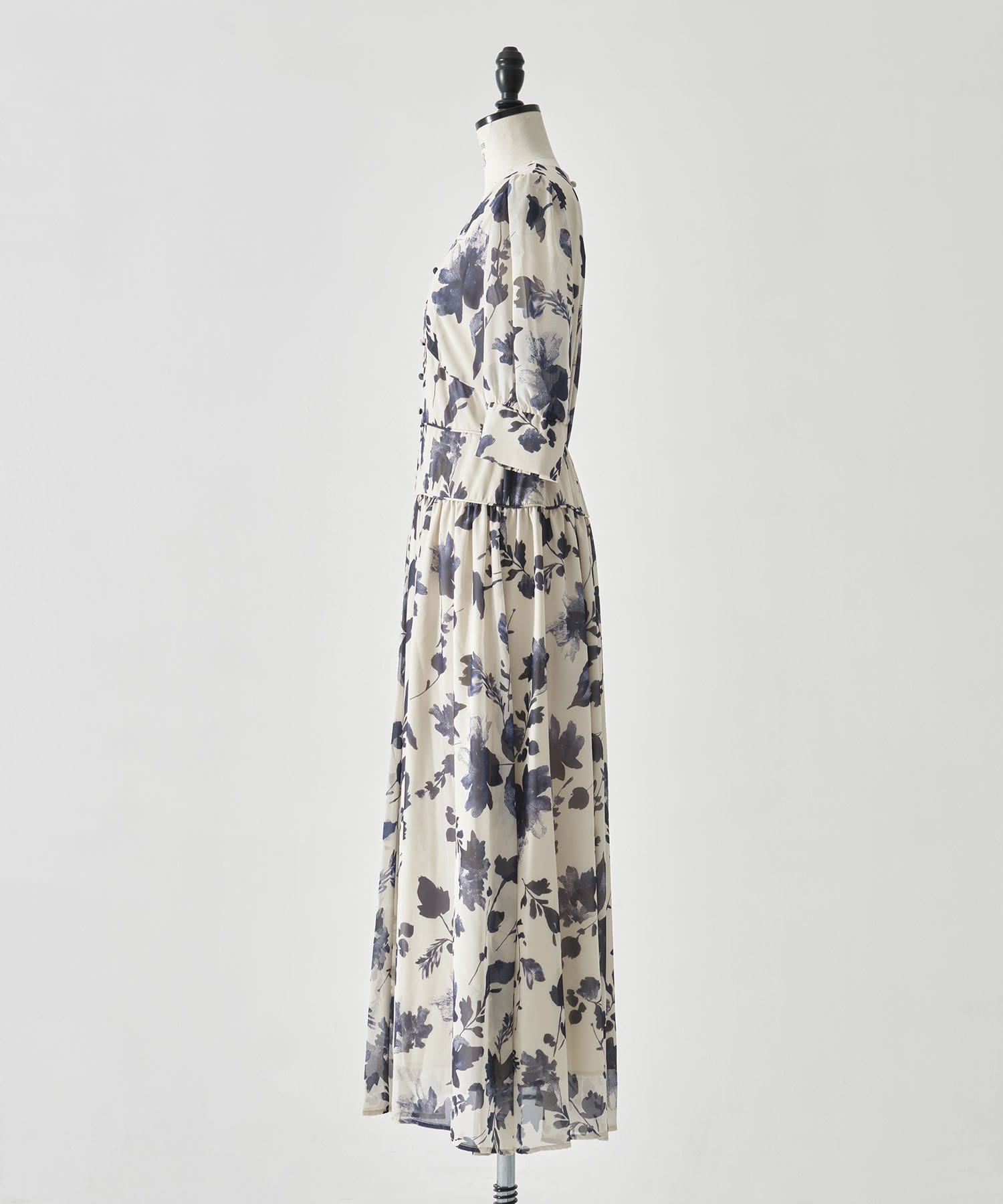 GRAINY FLOWER CHIFFON DRESS AMERI