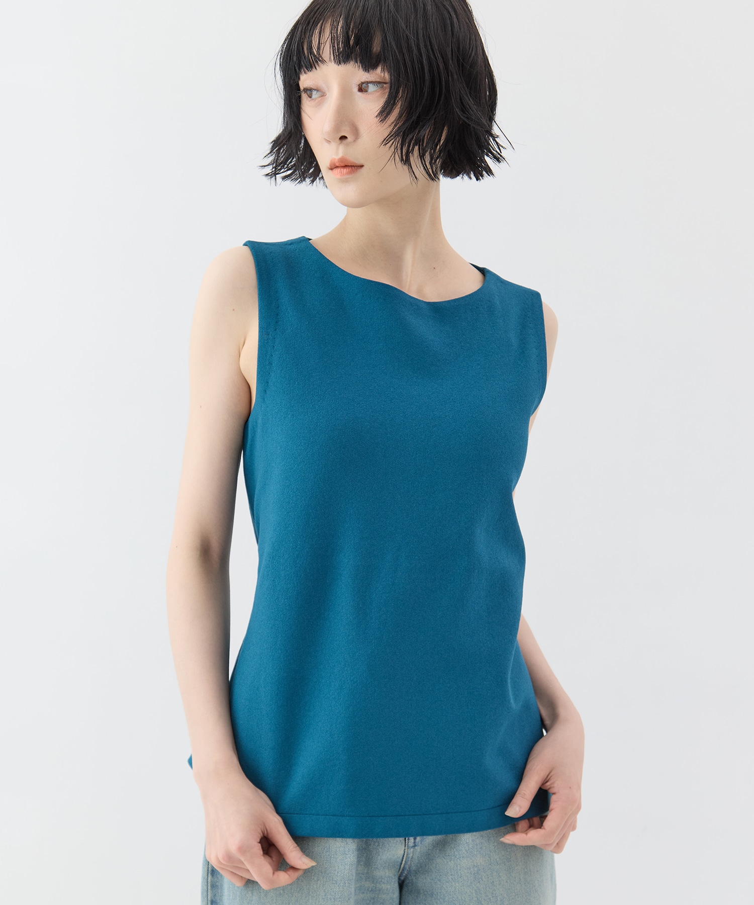 別注no sleeve knit tops WRAPINKNOT
