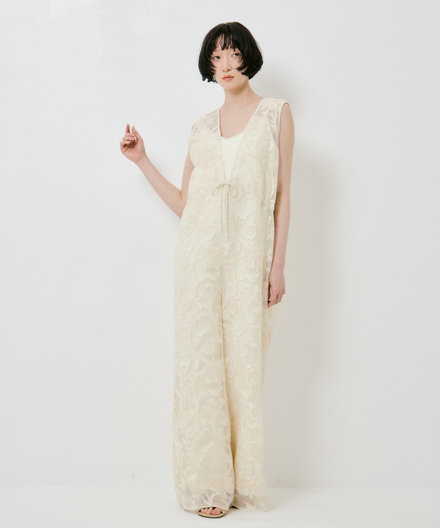 2WAY SILHOUETTE V NECK ROMPERS AMERI
