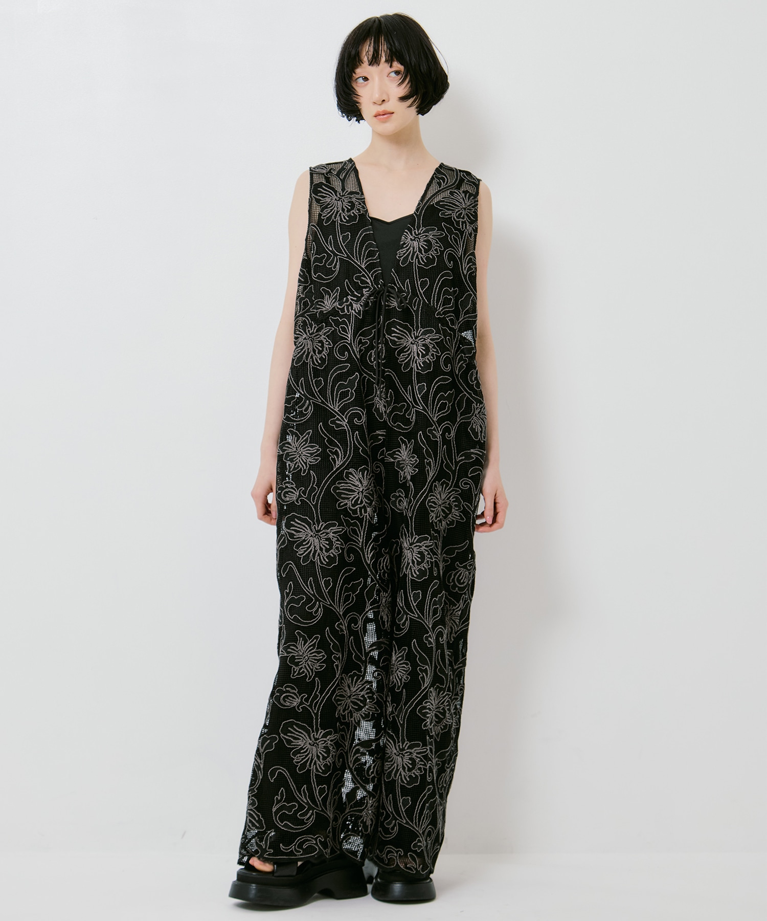 2WAY SILHOUETTE V NECK ROMPERS AMERI