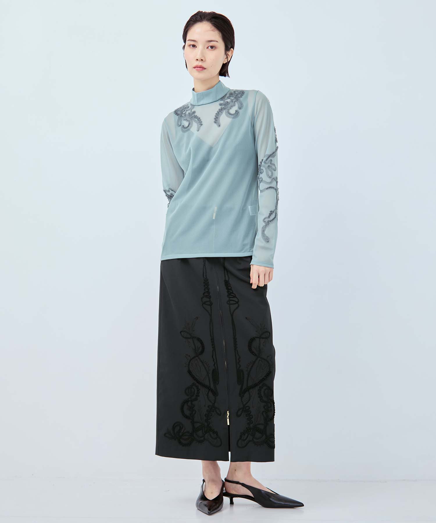 別注Moon road embroidered sheer top MURRAL