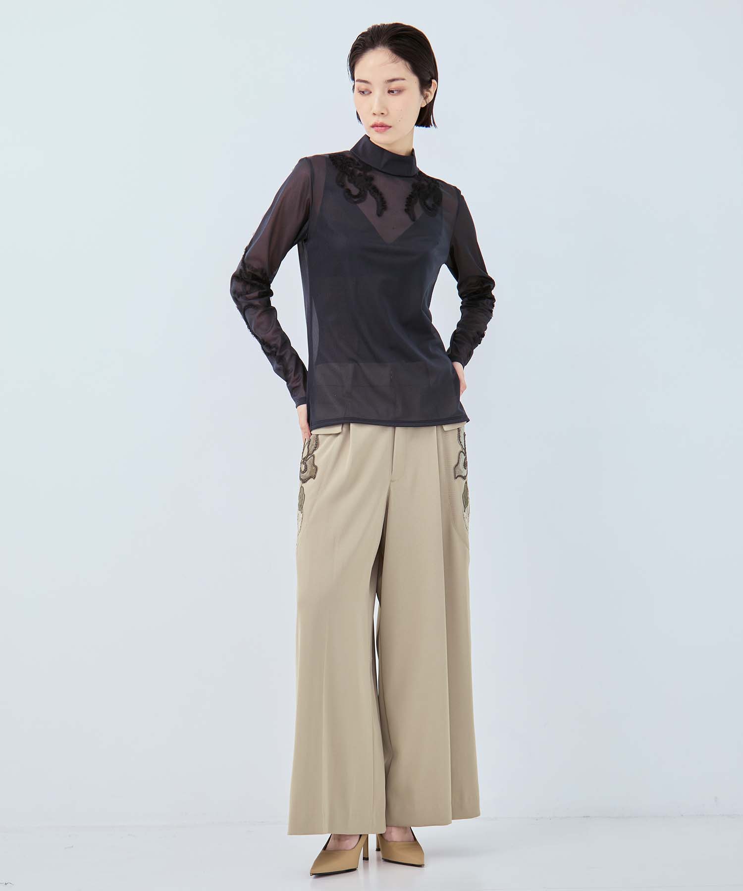 別注Moon road embroidered sheer top MURRAL