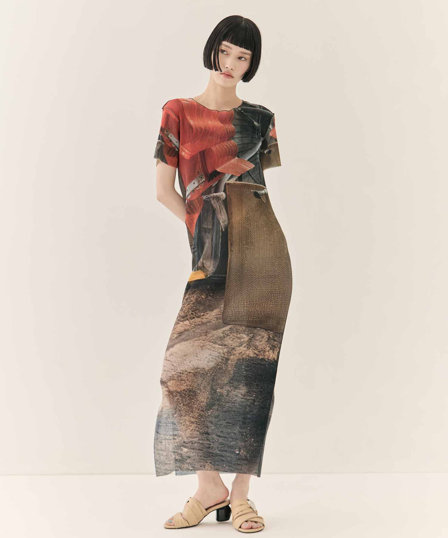 SHEER GRAPHIC DRESS SHORTSLEEVE kotohayokozawa