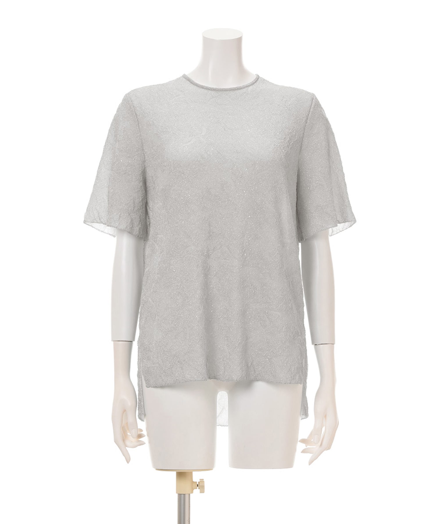 Floral Jacquard Sheer Short Sleeve Knit Top Mame Kurogouchi