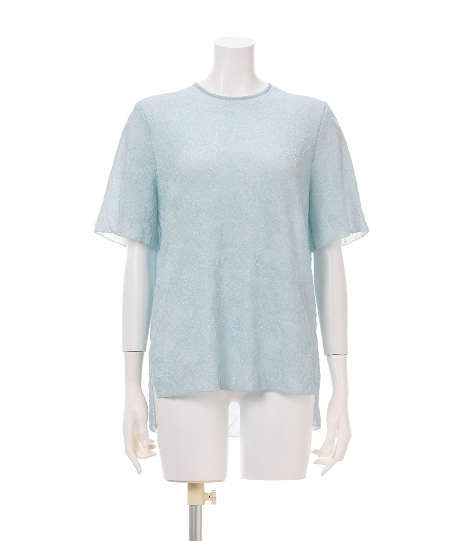 Floral Jacquard Sheer Short Sleeve Knit Top Mame Kurogouchi